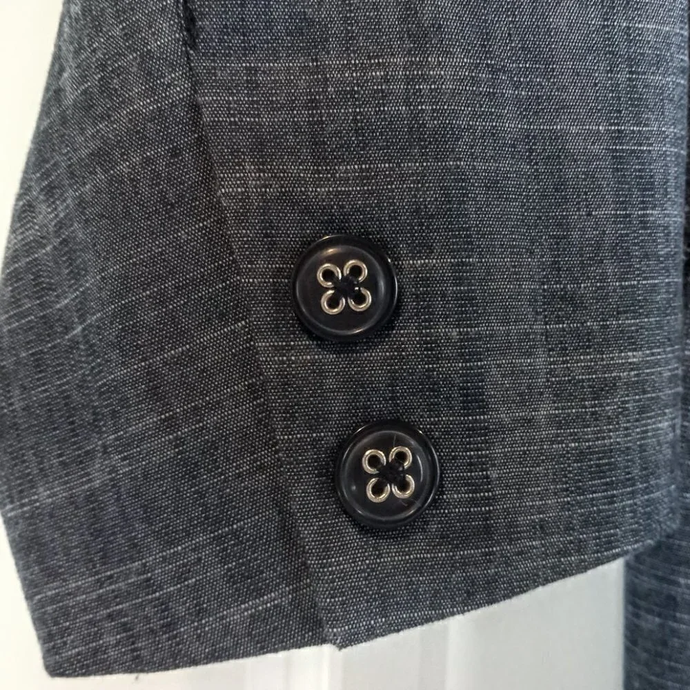 Marisa Christina Denim Blue Ruffle Collar Cotton Jacket